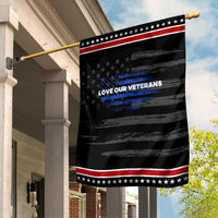Love Our Veterans Garden Flag Veterans Day Grunge American Flag