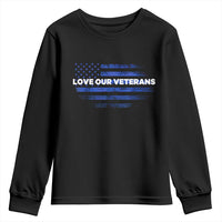 Love Our Veterans Youth Sweatshirt Veterans Day Grunge American Flag - Wonder Print Shop