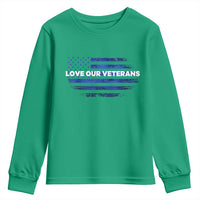 Love Our Veterans Youth Sweatshirt Veterans Day Grunge American Flag - Wonder Print Shop