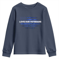 Love Our Veterans Youth Sweatshirt Veterans Day Grunge American Flag - Wonder Print Shop