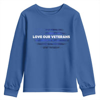 Love Our Veterans Youth Sweatshirt Veterans Day Grunge American Flag - Wonder Print Shop