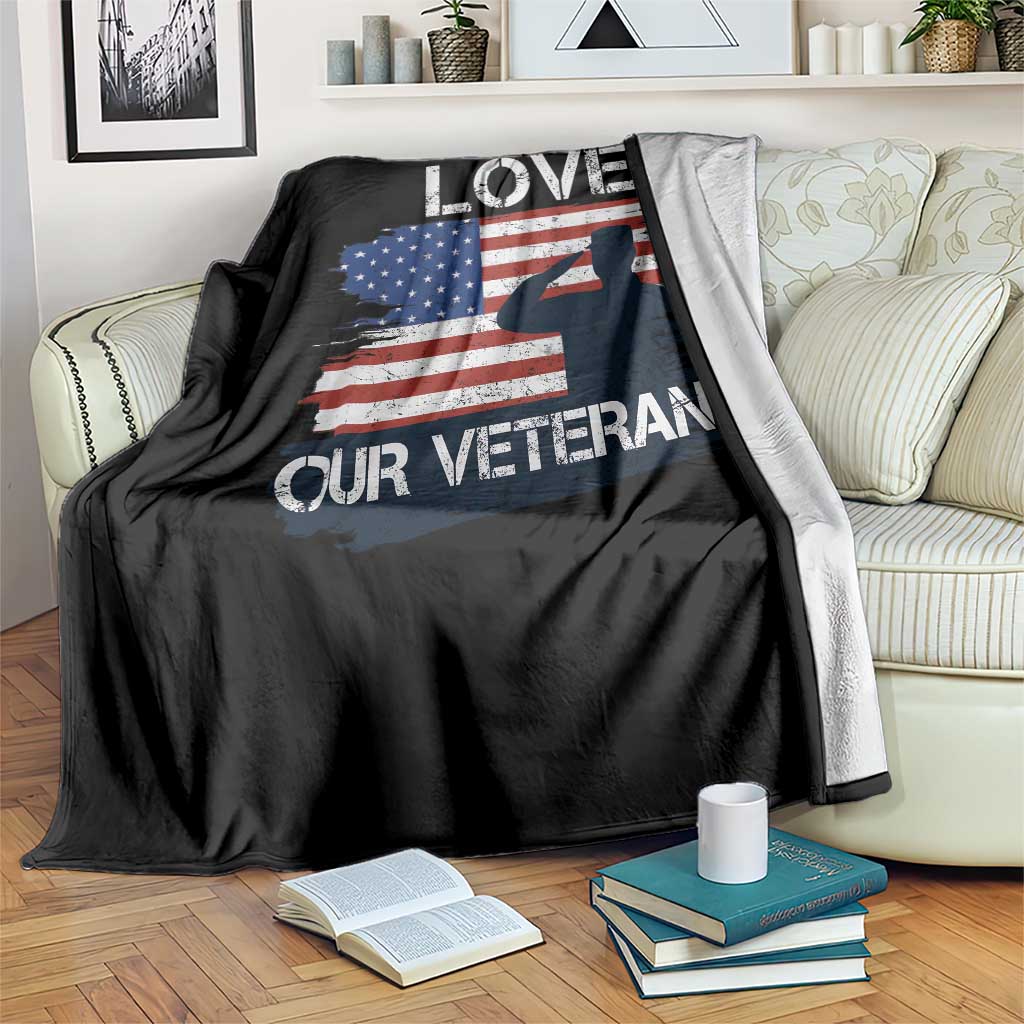 Love Our Veterans Throw Blanket Veterans Day Military Appreciation US Flag - Wonder Print Shop