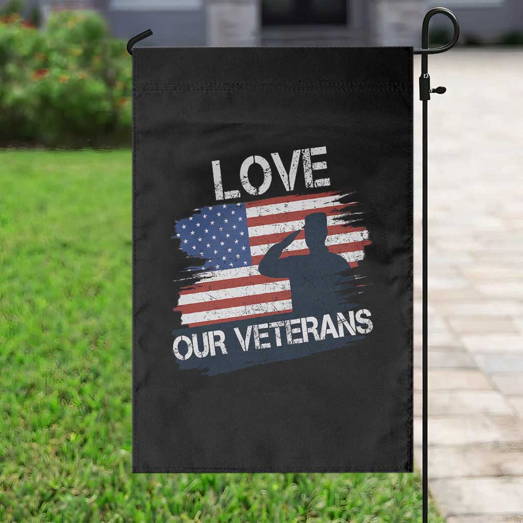 Love Our Veterans Garden Flag Veterans Day Military Appreciation US Flag - Wonder Print Shop