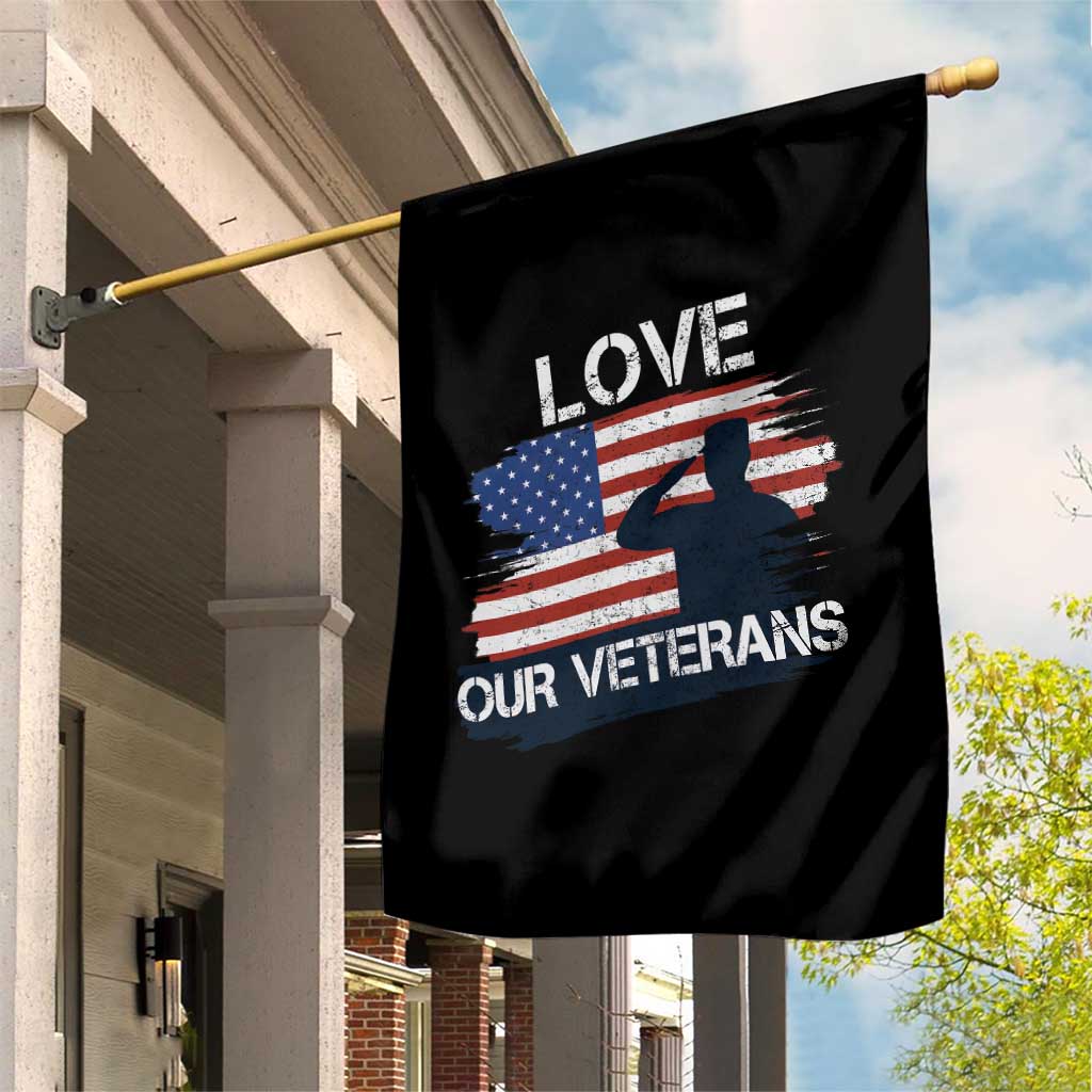 Love Our Veterans Garden Flag Veterans Day Military Appreciation US Flag - Wonder Print Shop