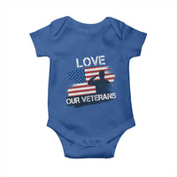 Love Our Veterans Baby Onesie Veterans Day Military Appreciation US Flag - Wonder Print Shop