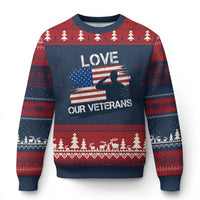 Love Our Veterans Ugly Christmas Sweater Veterans Day Military Appreciation US Flag - Wonder Print Shop