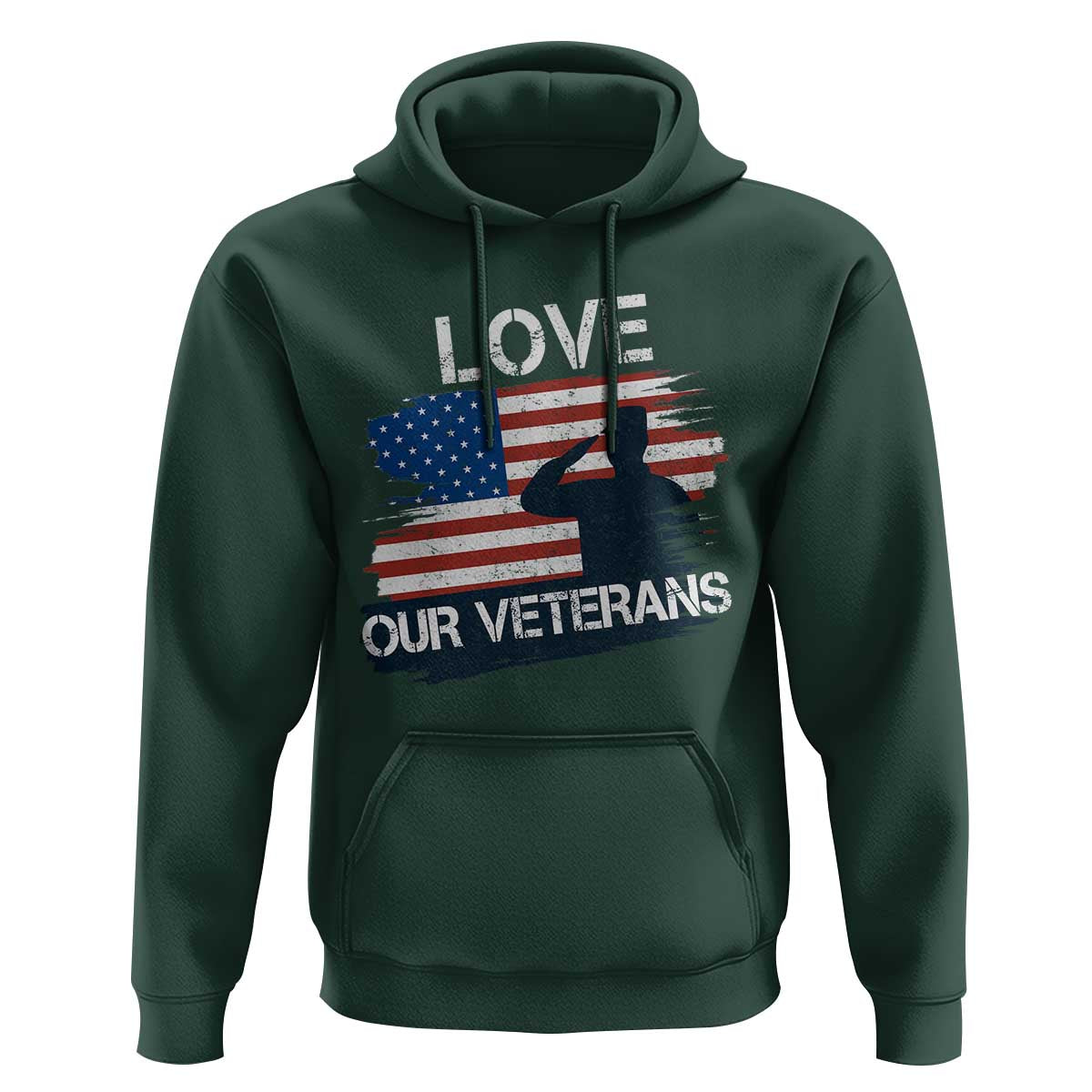 Love Our Veterans Hoodie Veterans Day Military Appreciation US Flag - Wonder Print Shop