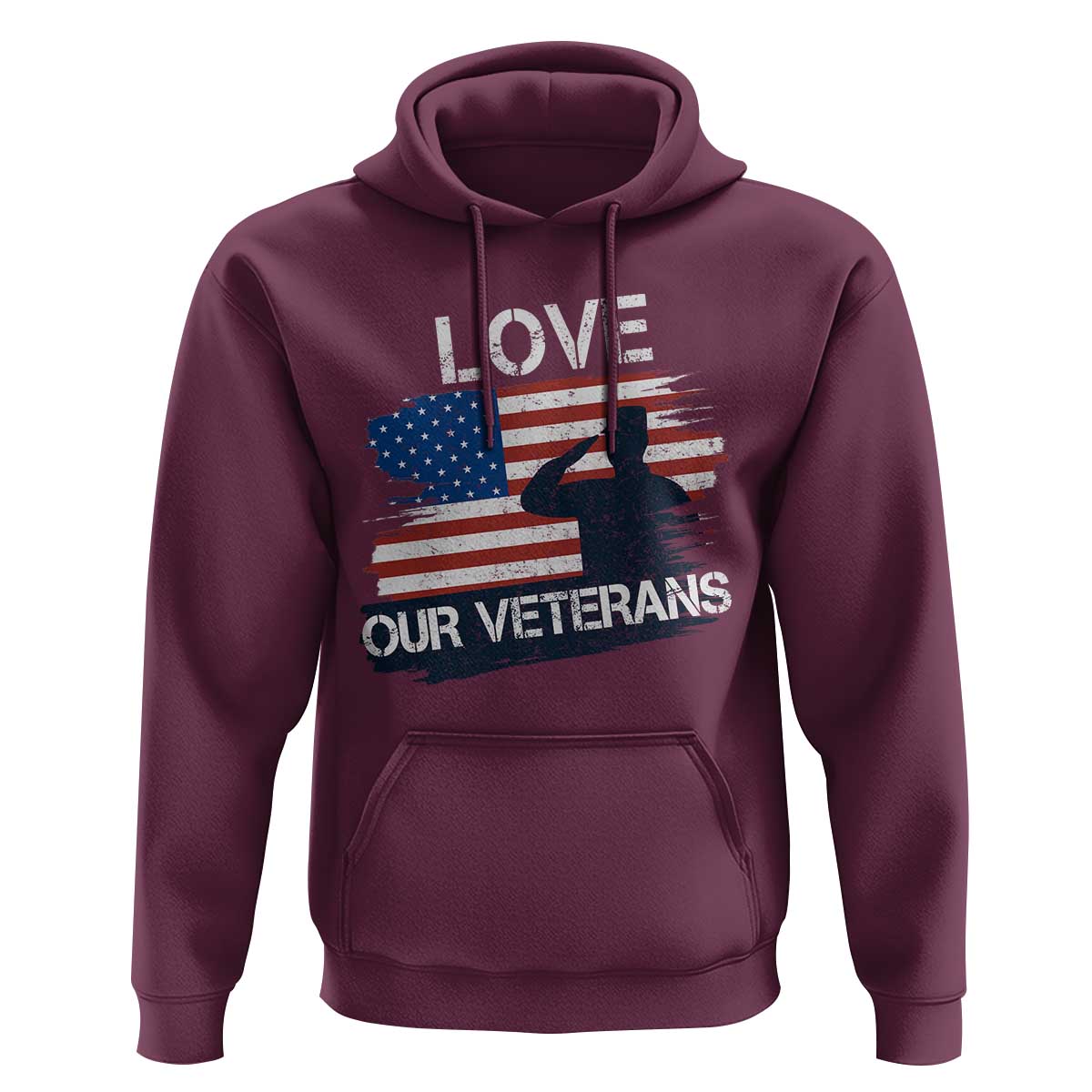 Love Our Veterans Hoodie Veterans Day Military Appreciation US Flag - Wonder Print Shop