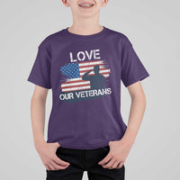 Love Our Veterans T Shirt For Kid Veterans Day Military Appreciation US Flag - Wonder Print Shop