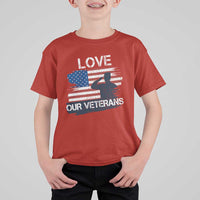 Love Our Veterans T Shirt For Kid Veterans Day Military Appreciation US Flag - Wonder Print Shop