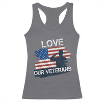 Love Our Veterans Racerback Tank Top Veterans Day Military Appreciation US Flag - Wonder Print Shop