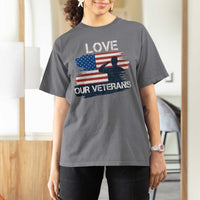 Love Our Veterans T Shirt For Women Veterans Day Military Appreciation US Flag - Wonder Print Shop