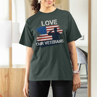 Love Our Veterans T Shirt For Women Veterans Day Military Appreciation US Flag - Wonder Print Shop