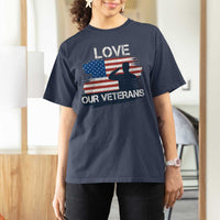 Love Our Veterans T Shirt For Women Veterans Day Military Appreciation US Flag - Wonder Print Shop