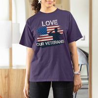 Love Our Veterans T Shirt For Women Veterans Day Military Appreciation US Flag - Wonder Print Shop