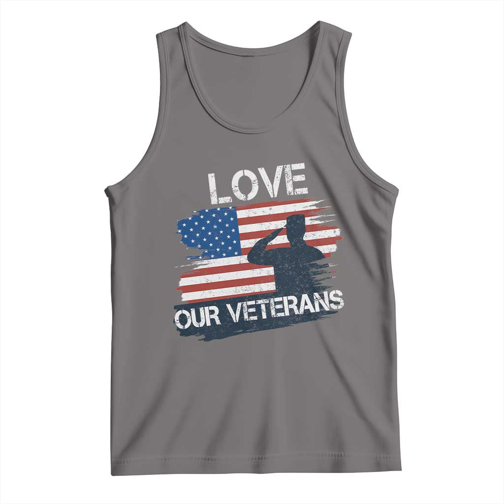 Love Our Veterans Tank Top Veterans Day Military Appreciation US Flag - Wonder Print Shop