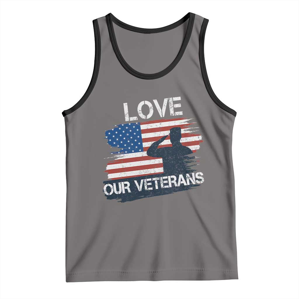 Love Our Veterans Tank Top Veterans Day Military Appreciation US Flag - Wonder Print Shop