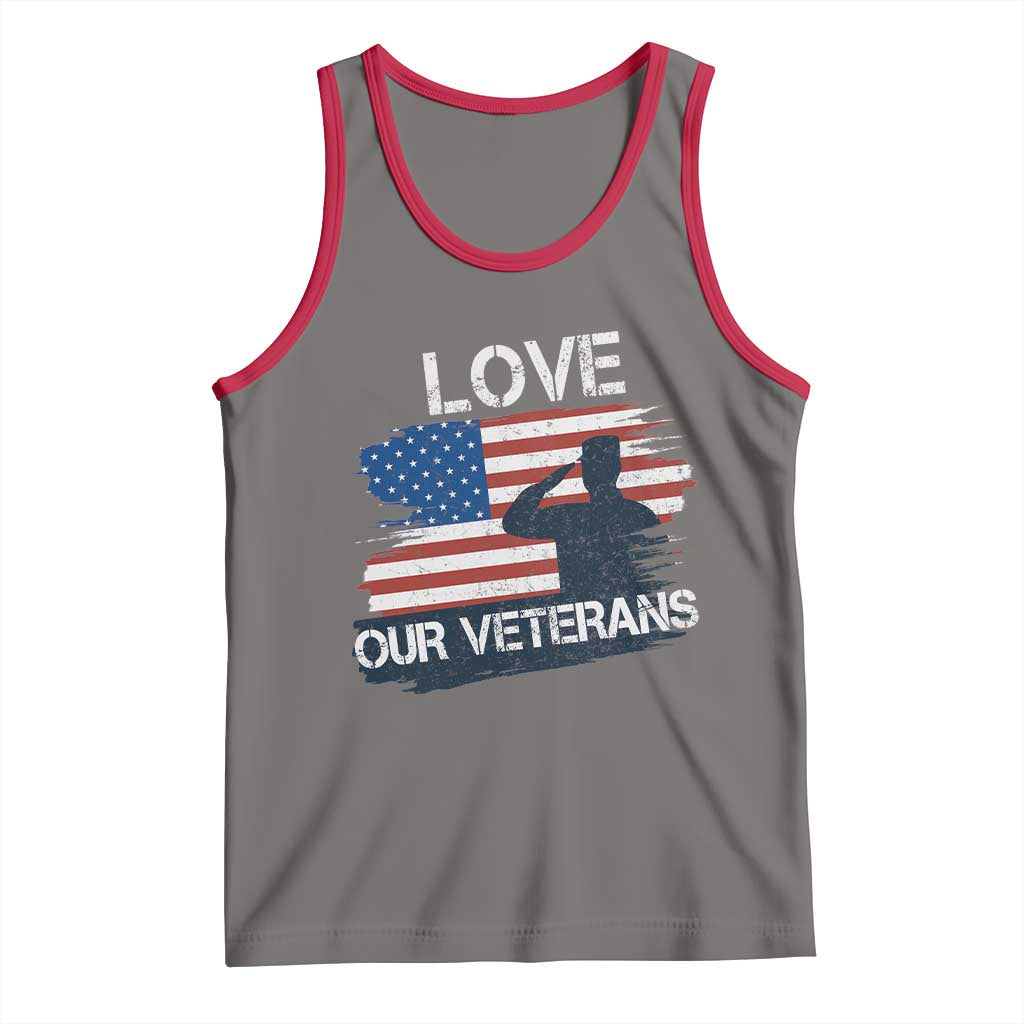 Love Our Veterans Tank Top Veterans Day Military Appreciation US Flag - Wonder Print Shop