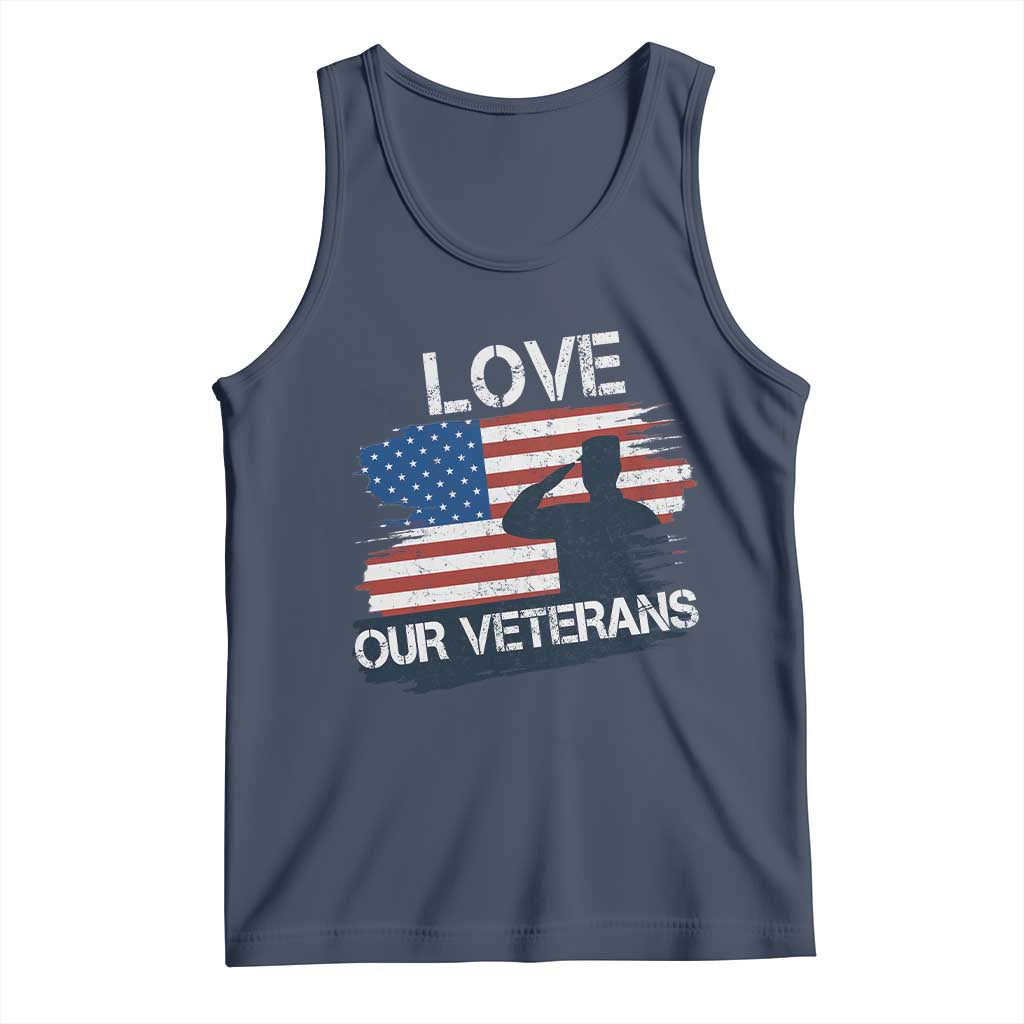 Love Our Veterans Tank Top Veterans Day Military Appreciation US Flag - Wonder Print Shop