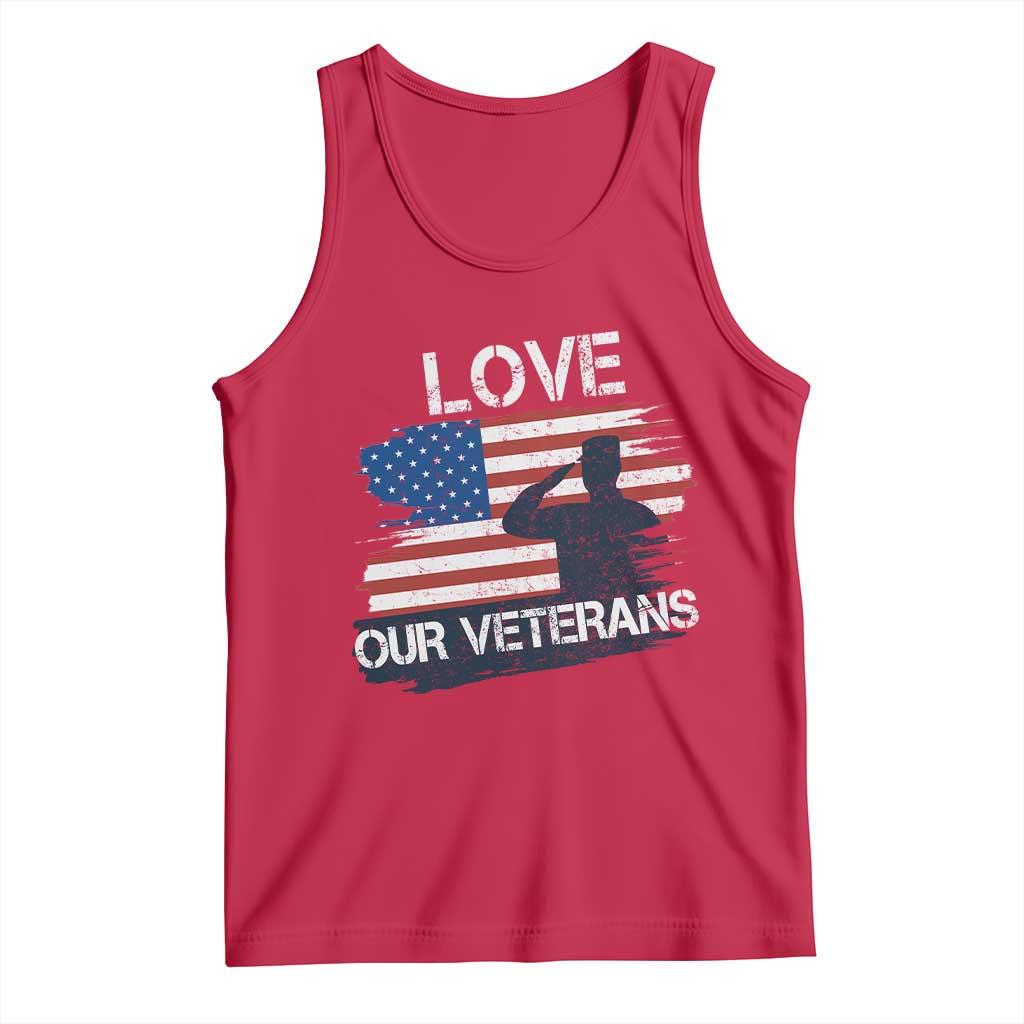 Love Our Veterans Tank Top Veterans Day Military Appreciation US Flag - Wonder Print Shop