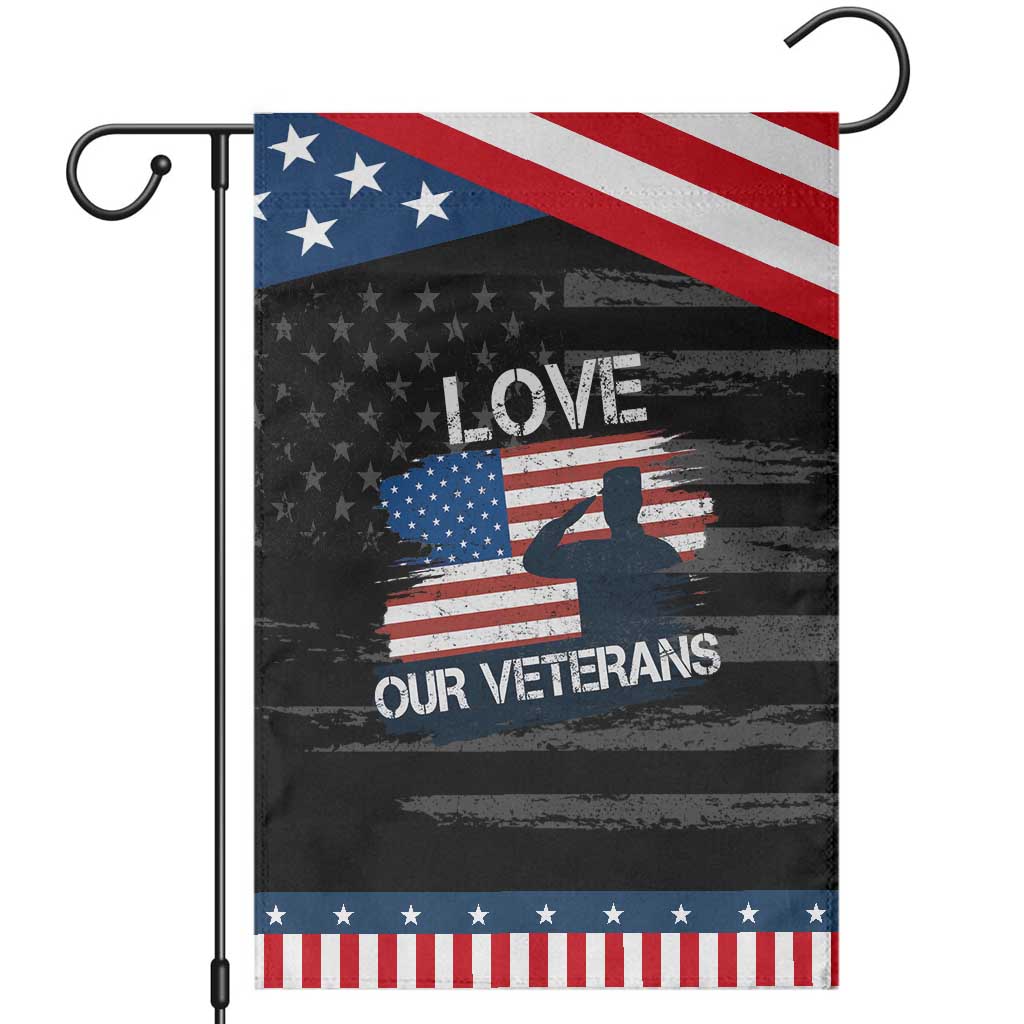 Love Our Veterans Garden Flag Veterans Day Military Appreciation US Flag