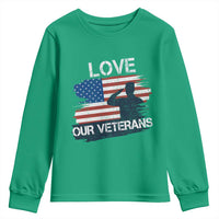 Love Our Veterans Youth Sweatshirt Veterans Day Military Appreciation US Flag - Wonder Print Shop