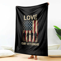Love Our Veterans Throw Blanket US Veterans Day Proud Military Family US Flag - Wonder Print Shop
