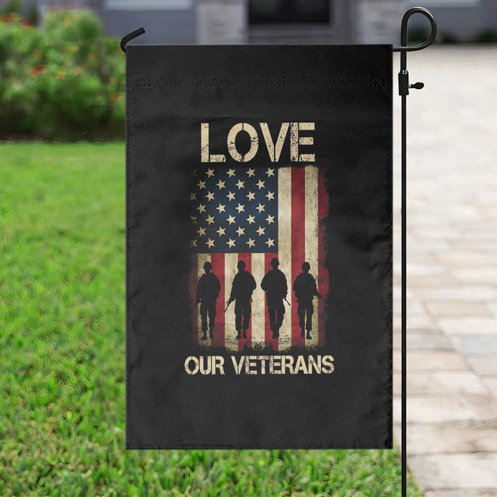 Love Our Veterans Garden Flag US Veterans Day Proud Military Family US Flag - Wonder Print Shop