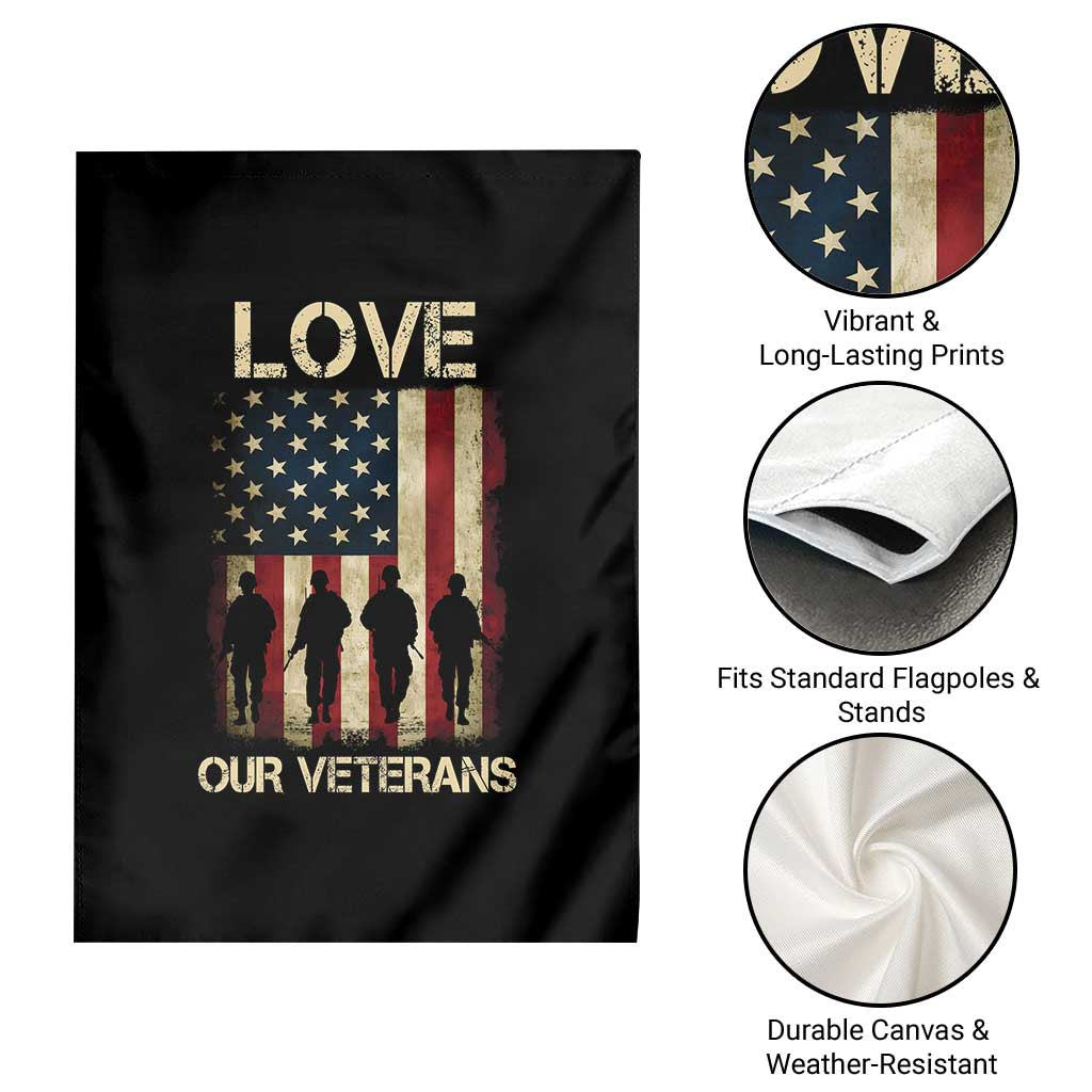 Love Our Veterans Garden Flag US Veterans Day Proud Military Family US Flag - Wonder Print Shop