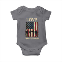 Love Our Veterans Baby Onesie US Veterans Day Proud Military Family US Flag - Wonder Print Shop