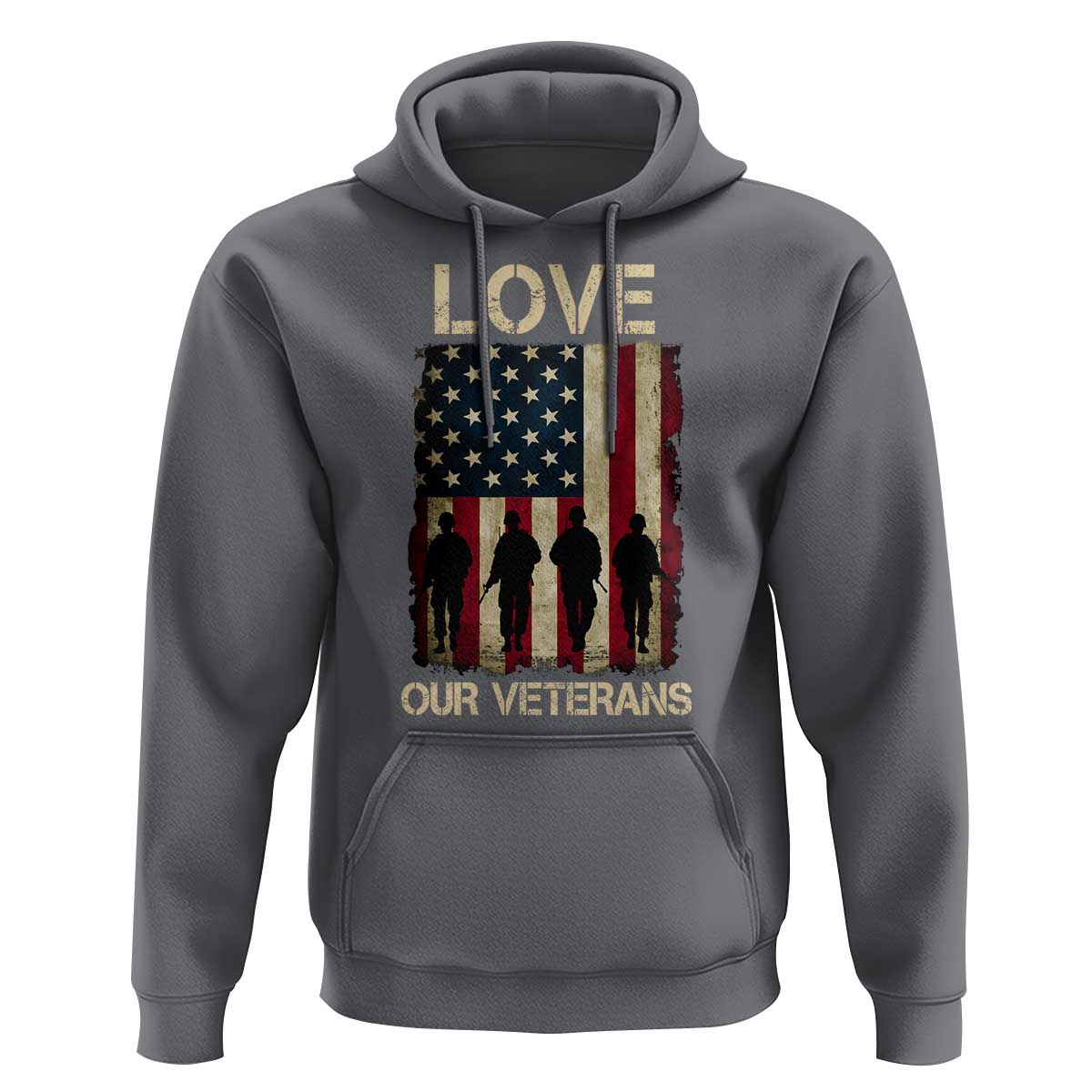 Love Our Veterans Hoodie US Veterans Day Proud Military Family US Flag - Wonder Print Shop