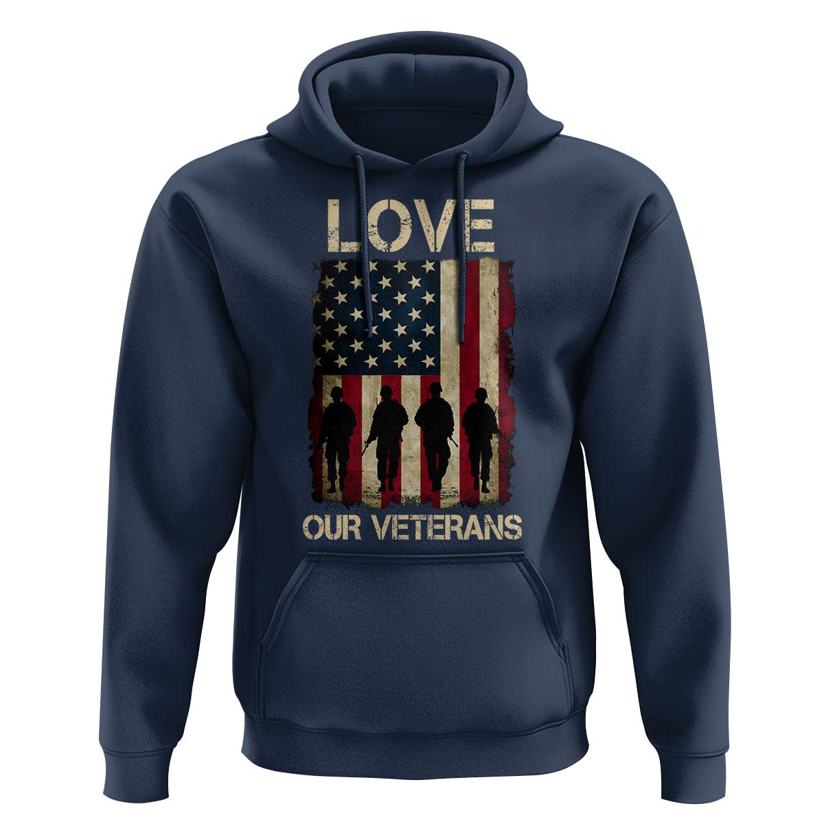 Love Our Veterans Hoodie US Veterans Day Proud Military Family US Flag - Wonder Print Shop