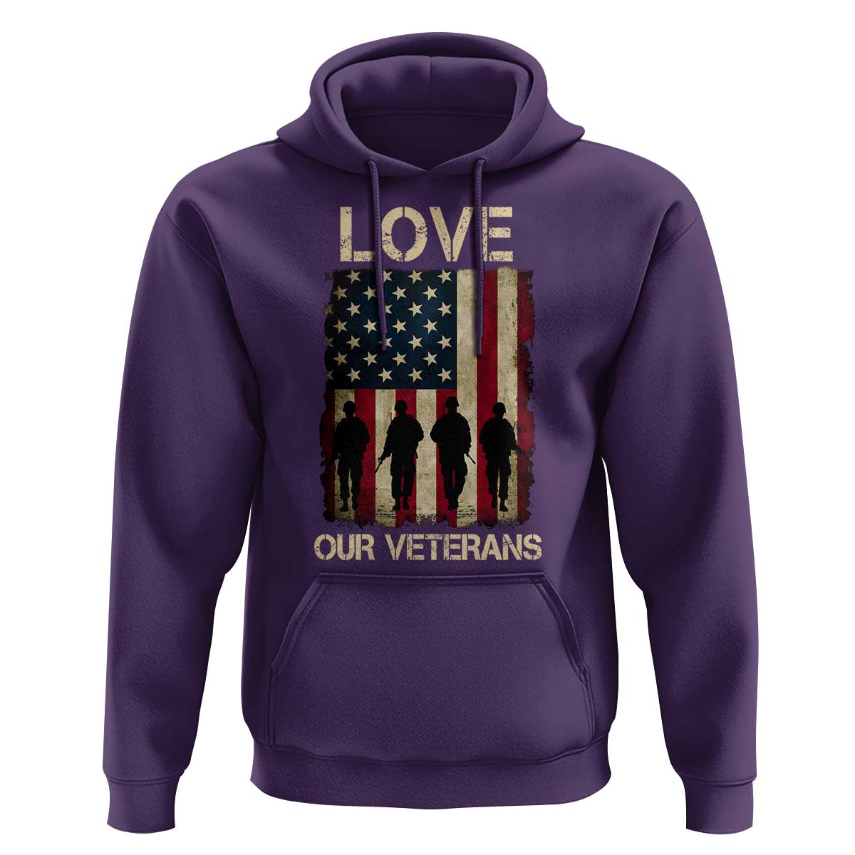 Love Our Veterans Hoodie US Veterans Day Proud Military Family US Flag - Wonder Print Shop