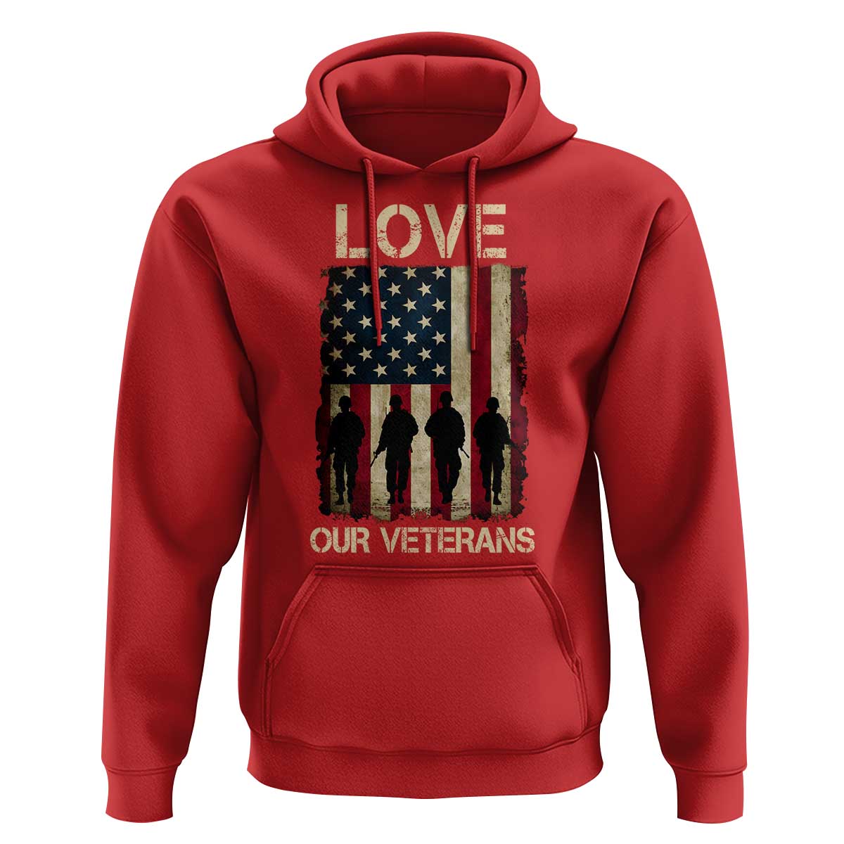 Love Our Veterans Hoodie US Veterans Day Proud Military Family US Flag - Wonder Print Shop