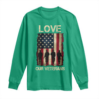 Love Our Veterans Long Sleeve Shirt US Veterans Day Proud Military Family US Flag - Wonder Print Shop
