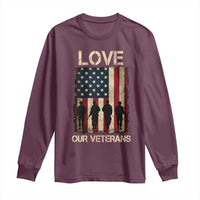 Love Our Veterans Long Sleeve Shirt US Veterans Day Proud Military Family US Flag - Wonder Print Shop