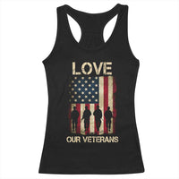 Love Our Veterans Racerback Tank Top US Veterans Day Proud Military Family US Flag - Wonder Print Shop
