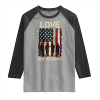 Love Our Veterans Raglan Shirt US Veterans Day Proud Military Family US Flag - Wonder Print Shop