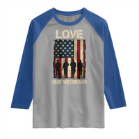 Love Our Veterans Raglan Shirt US Veterans Day Proud Military Family US Flag - Wonder Print Shop