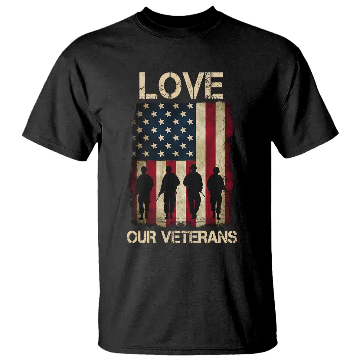 Love Our Veterans T Shirt US Veterans Day Proud Military Family US Flag - Wonder Print Shop