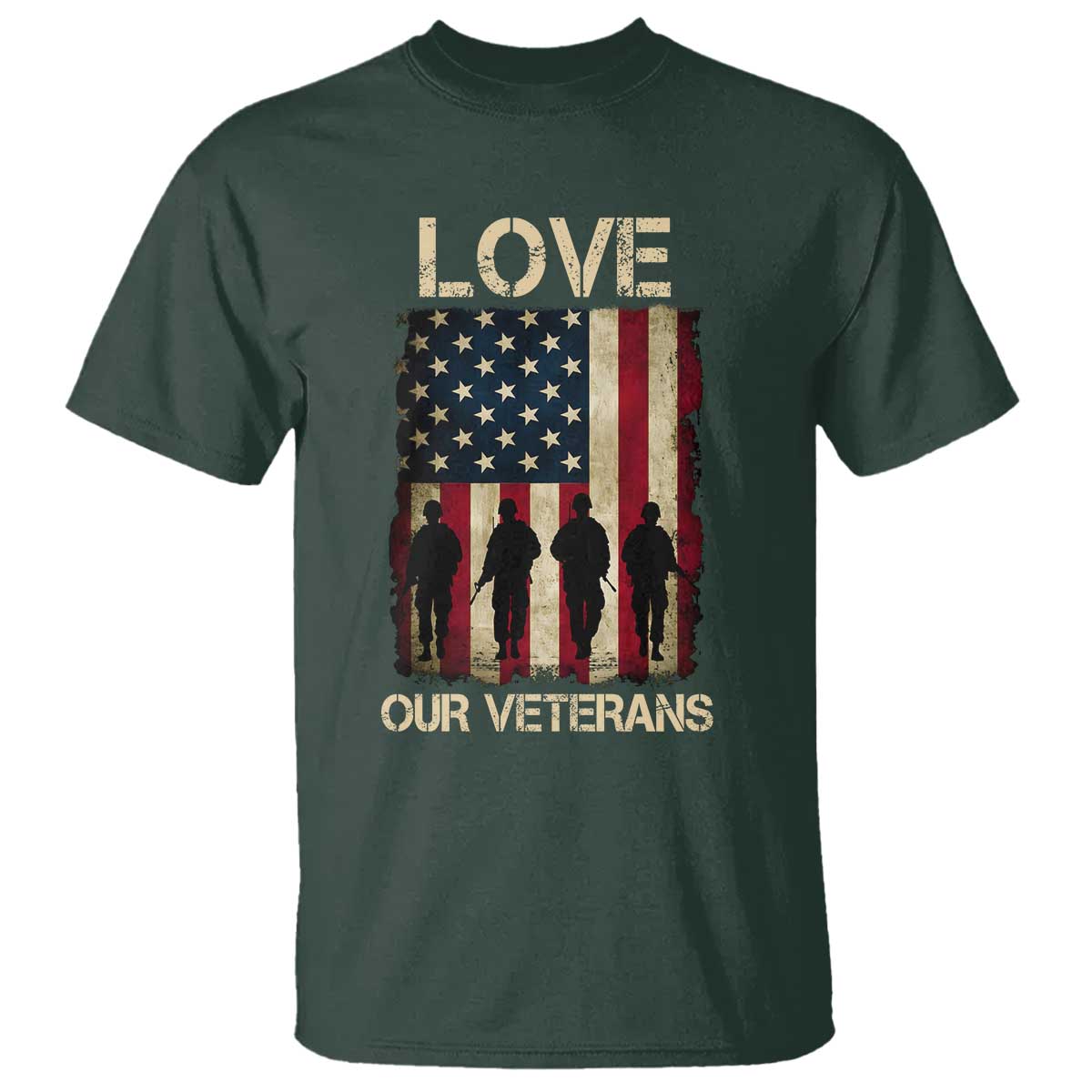 Love Our Veterans T Shirt US Veterans Day Proud Military Family US Flag - Wonder Print Shop