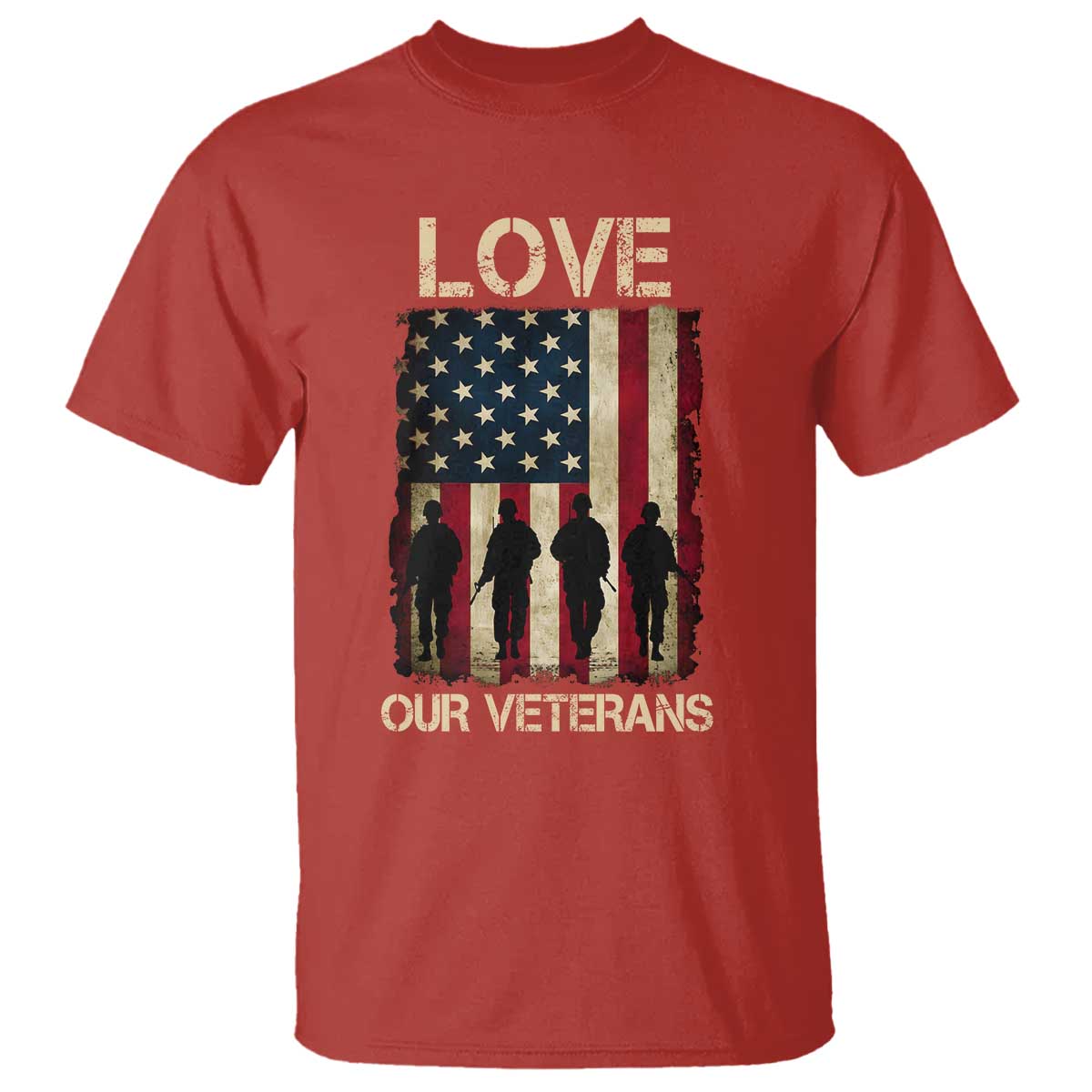 Love Our Veterans T Shirt US Veterans Day Proud Military Family US Flag - Wonder Print Shop
