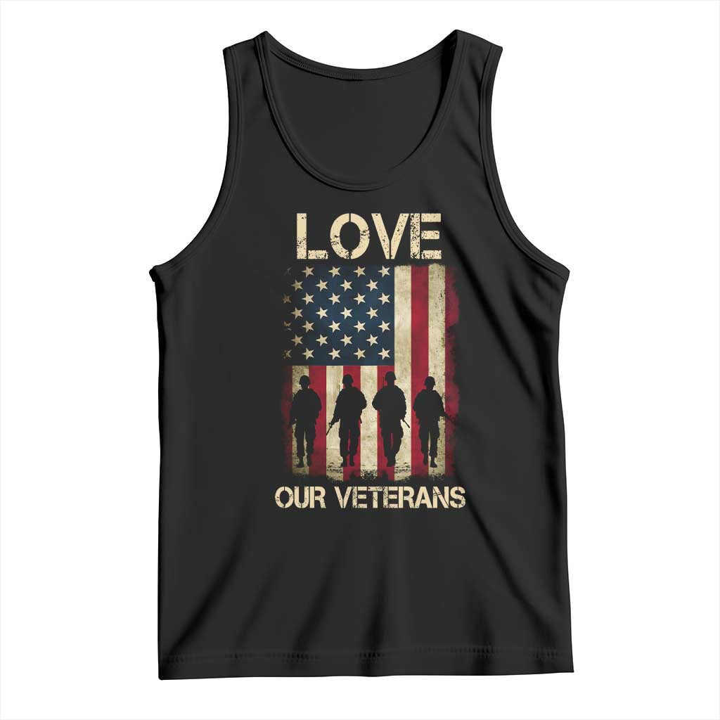 Love Our Veterans Tank Top US Veterans Day Proud Military Family US Flag - Wonder Print Shop