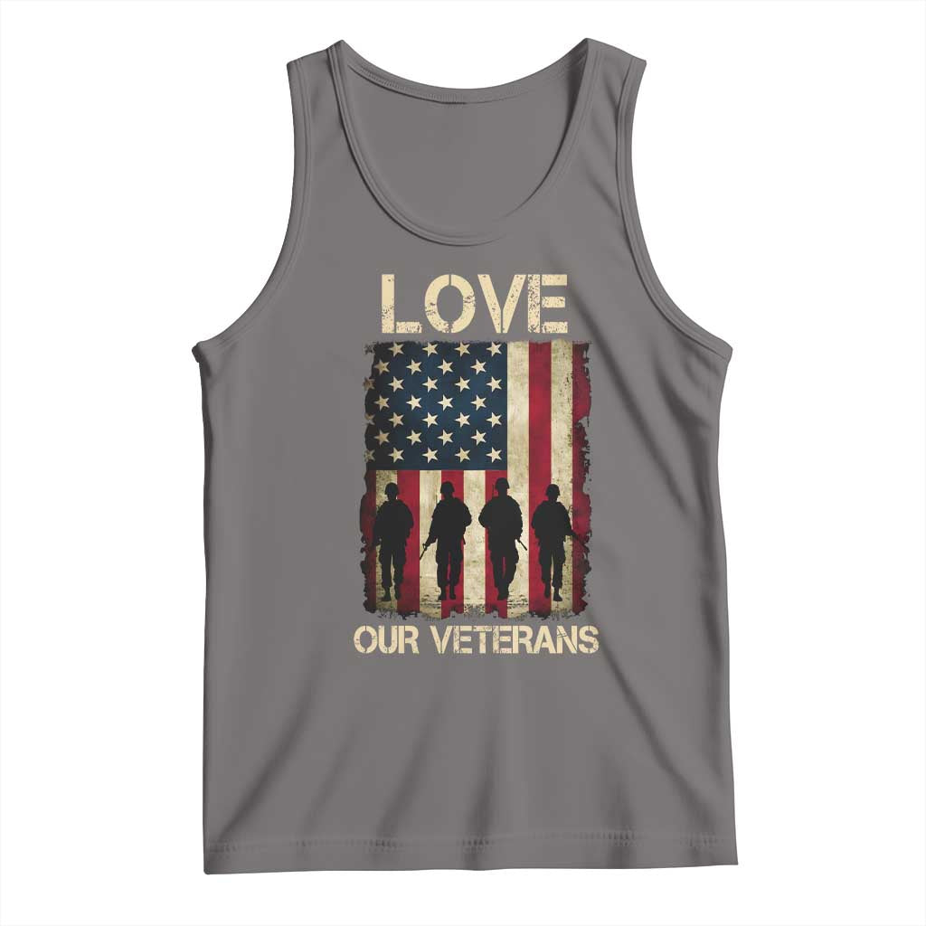 Love Our Veterans Tank Top US Veterans Day Proud Military Family US Flag - Wonder Print Shop