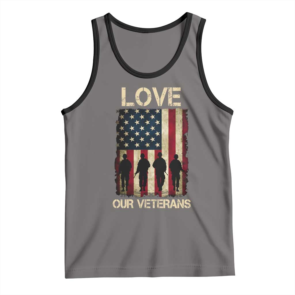 Love Our Veterans Tank Top US Veterans Day Proud Military Family US Flag - Wonder Print Shop