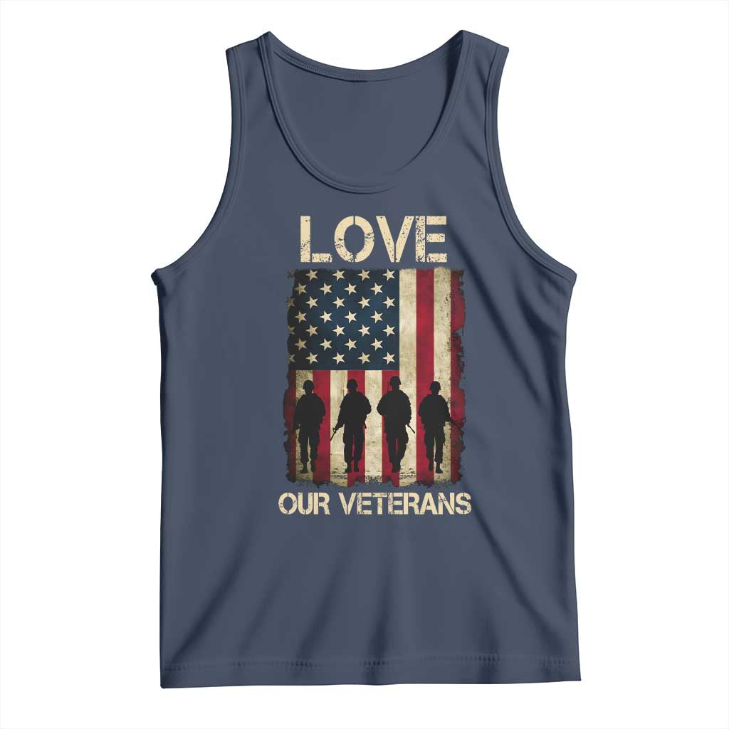 Love Our Veterans Tank Top US Veterans Day Proud Military Family US Flag - Wonder Print Shop