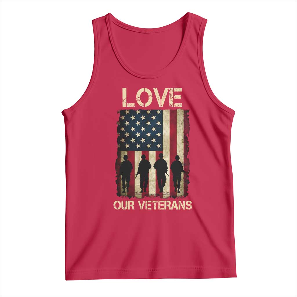 Love Our Veterans Tank Top US Veterans Day Proud Military Family US Flag - Wonder Print Shop