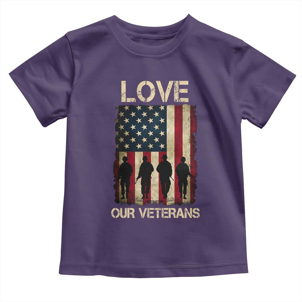 Love Our Veterans Toddler T Shirt US Veterans Day Proud Military Family US Flag - Wonder Print Shop