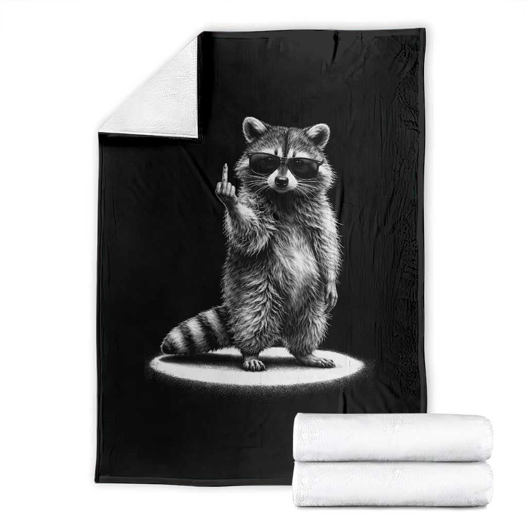 Raccoon Meme Throw Blanket Middle Finger Trash Panda Sarcastic Humor