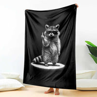 Raccoon Meme Throw Blanket Middle Finger Trash Panda Sarcastic Humor